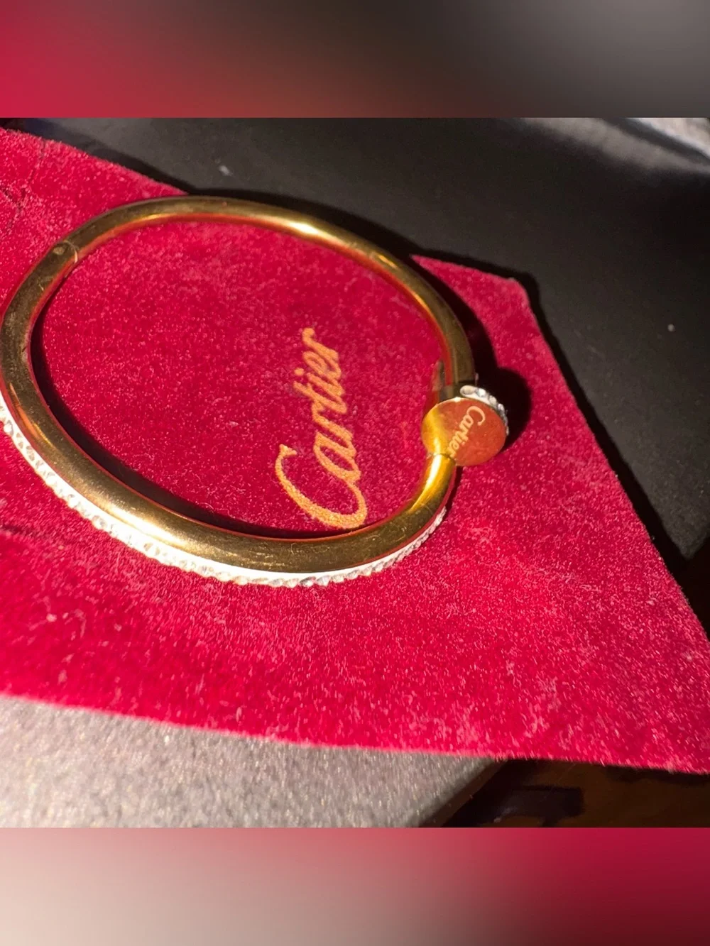 Fashion Gold Tone Bracelet with White crystal like Edge with dust bag